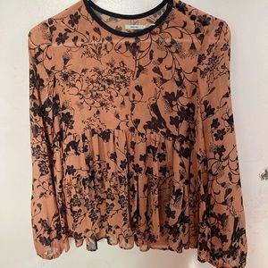 Floral terra cotta babydoll top